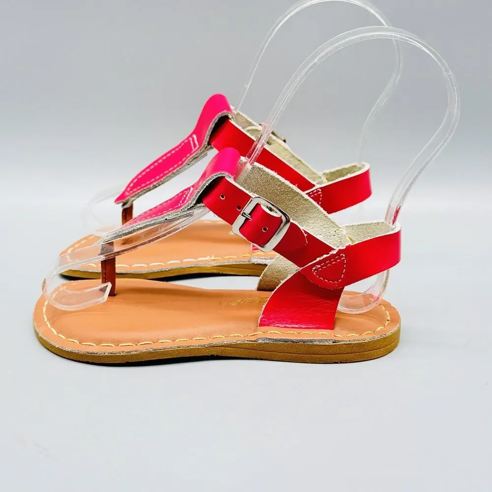 Salt Water Sandals Girls 9 Hot Pink Leather Buckle Ankle Strap Summer Beach NEW